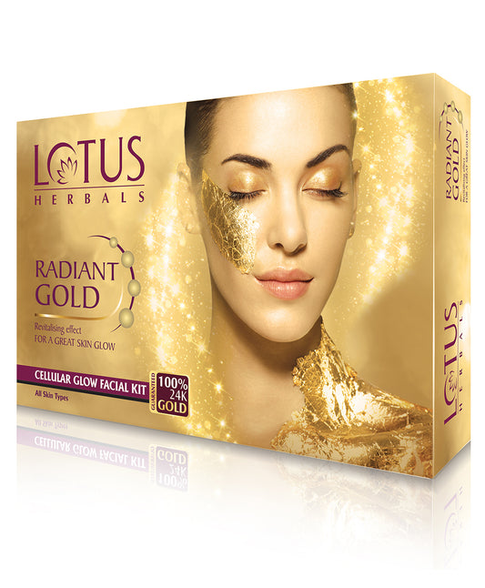 Lotus Herbals Radiant Gold Cellular Glow Facial Kit (Single Use) (37g) - Sparkling Fusion