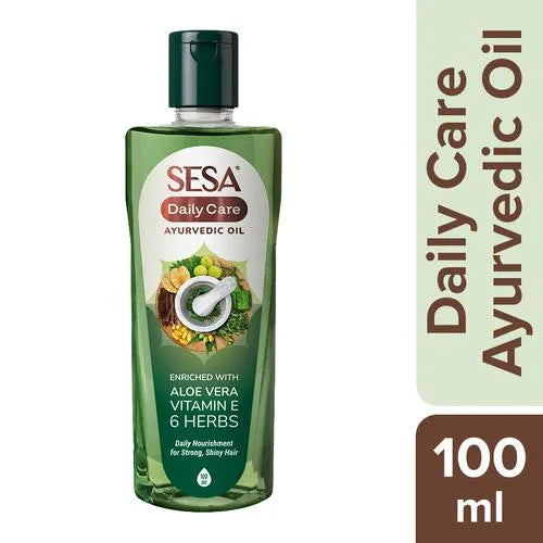 Sesa Daily Care Ayurvedic Hair Oil - With Aloe Vera, Vitamin E & 6 Herbs, For Strong, Shiny Hair, 100 ml Bottle - Sparkling Fusion