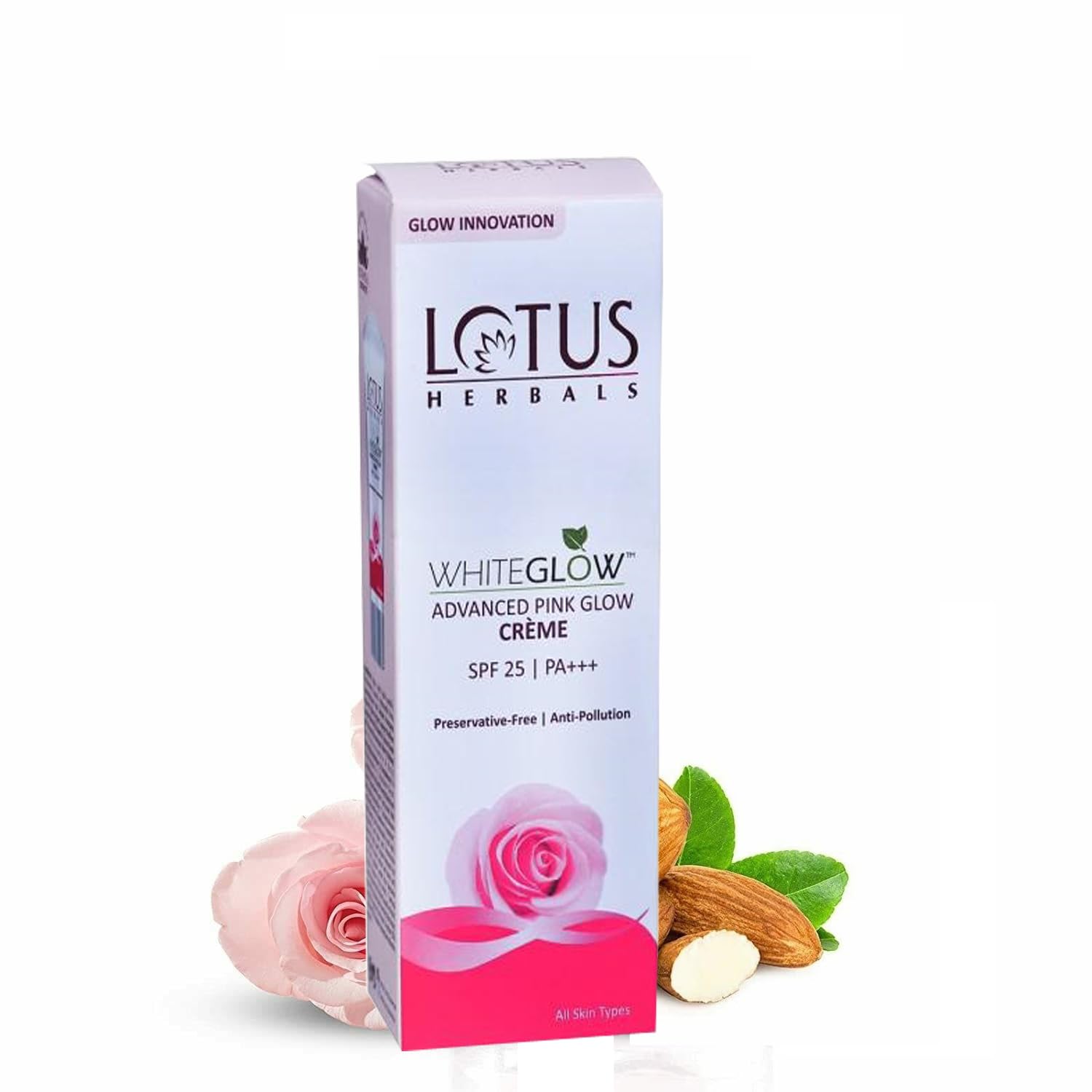 Lotus Herbals WHITEGLOW Advanced Pink Glow Creme 18g For Deep Nourishment, Skin Brightening all Type Skin - Sparkling Fusion