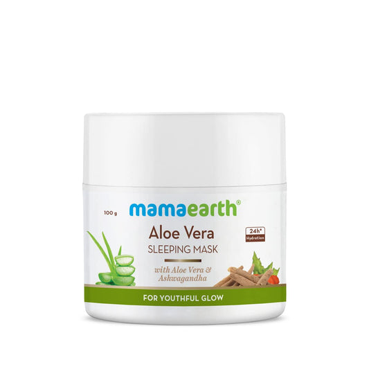 Mamaearth Aloe Vera Sleeping Mask,Night Cream, with Aloe Vera & Ashwagandha for a Youthful Glow - 100 g - Sparkling Fusion