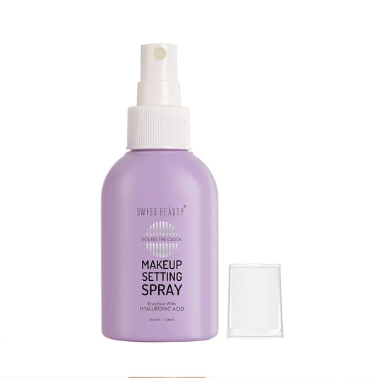 Swiss Beauty Round the Clock Makeup Setting Spray | Setting Spray with Hyaluronic Acid | Makeup Setting Spray | Long-lasting Non-sticky Setting Spray, 100ml - Sparkling Fusion