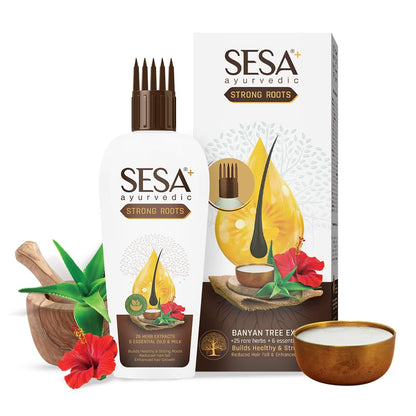 SESA Ayurvedic Strong Roots Hair Oil 100 Ml Hair Strenghtening Reduces Hairfall No Mineral Oil Hair Oil For Women And Men - Sparkling Fusion