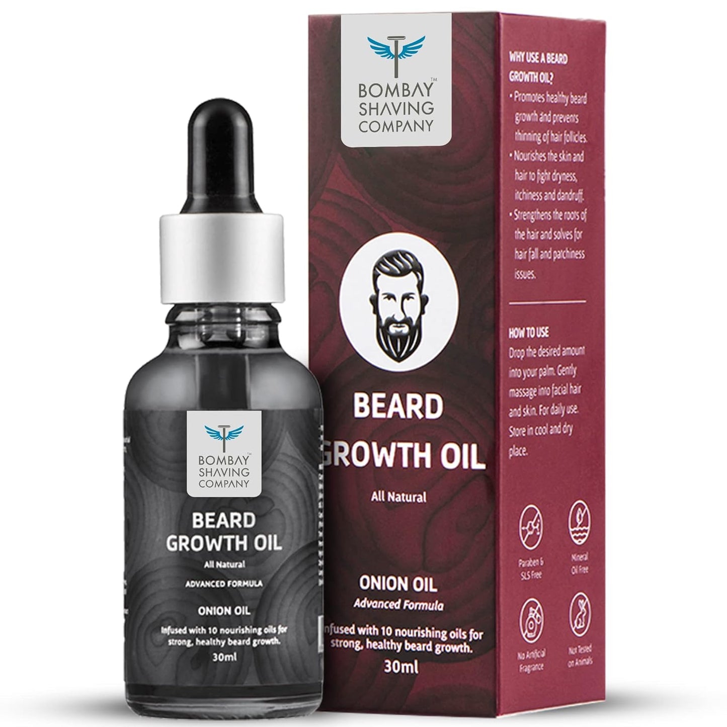 Bombay Shaving Company Beard Growth Onion Oil-10X Nourishing Oils For Stronger, Fluffier & Shinier Beard 30 ml | Made in India - Sparkling Fusion