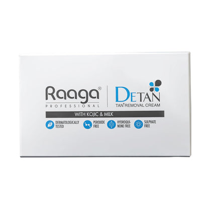 Raaga Professional De-Tan Pack | Tan Removal Cream with Kojic and Milk | Dermatologically Tested, Peroxide Free, Hydroquinone Free, Sulphate Free - 12g x 6 (72 gm) - Sparkling Fusion