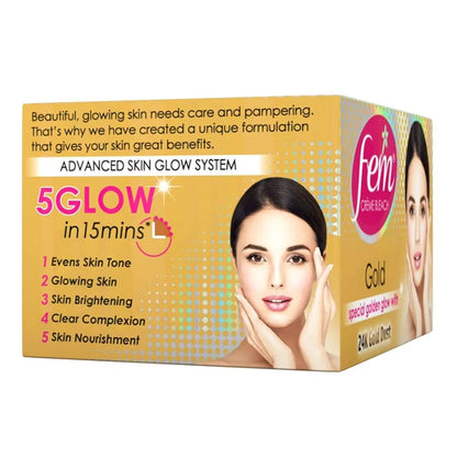 Fem Fairness Gold 24K Gold Dust Crème Bleach - 40g | Advanced Parlour Like Glow System | Removes Tan, Brightens Skin & Gives Radiant Complexion | For All Skin Types | No Added Ammonia - Sparkling Fusion