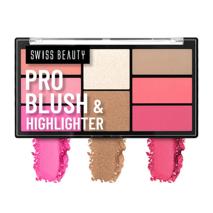 Swiss Beauty Pro Blusher & Highlighter Palette For Face Makeup | Shade-04, 18G