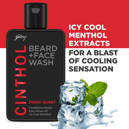 Cinthol 2-in-1 Beard Wash + Face Wash – FRESH BURST, 100ml - Sparkling Fusion