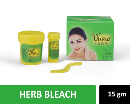 Olivia Herb Bleach For Sensitive Skin 15g With Haldi|Chandan|Aloe Vera|Nimbu - Sparkling Fusion