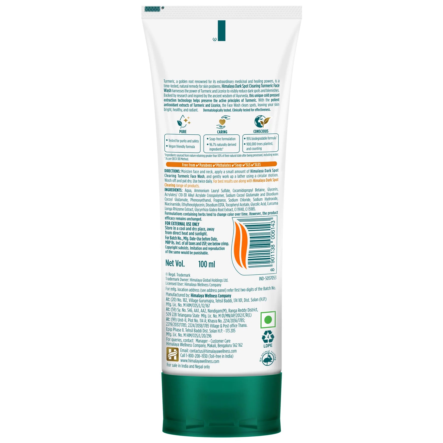 Himalaya Dark Spot Clearing Turmeric Face Wash - 100ml - Sparkling Fusion