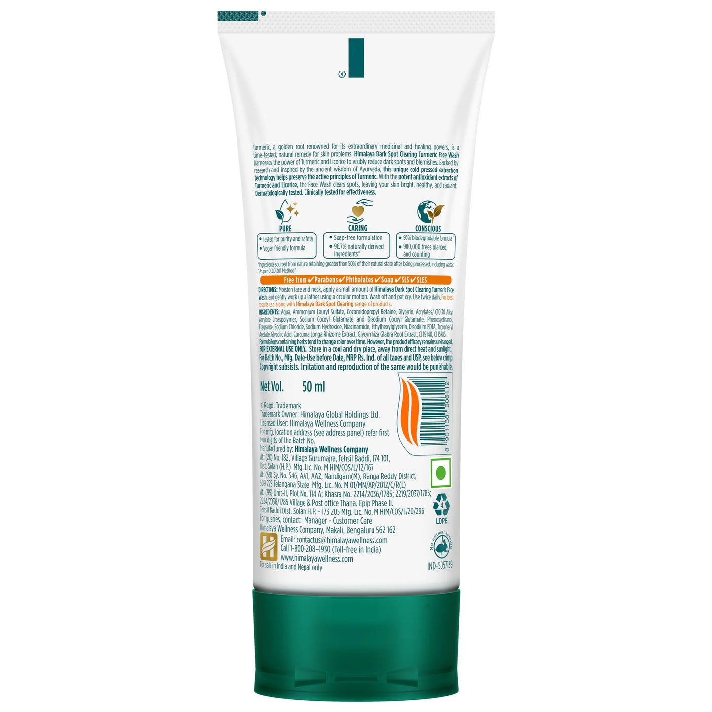 Himalaya Dark Spot Clearing Turmeric Face Wash - 50ml - Sparkling Fusion