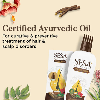 SESA Ayurvedic Strong Roots Hair Oil 100 Ml Hair Strenghtening Reduces Hairfall No Mineral Oil Hair Oil For Women And Men - Sparkling Fusion