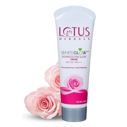 Lotus Herbals WHITEGLOW Advanced Pink Glow Creme 18g For Deep Nourishment, Skin Brightening all Type Skin - Sparkling Fusion