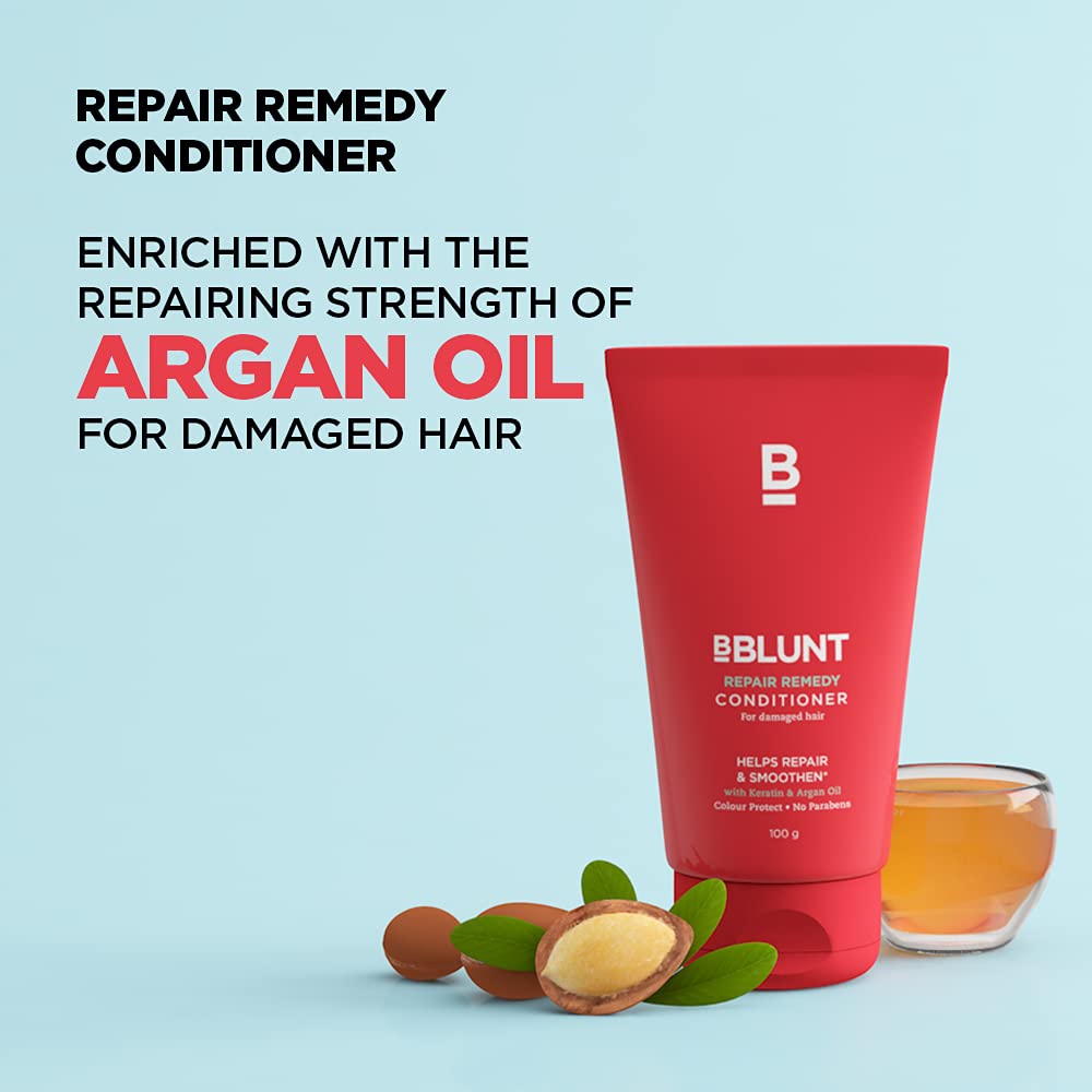 BBLUNT Repair Remedy, Conditioner for Damaged Hair - 100g, with Keratin & Argan Oil, No Paraben, No SLS, Unique Colour Protect Formula - Sparkling Fusion