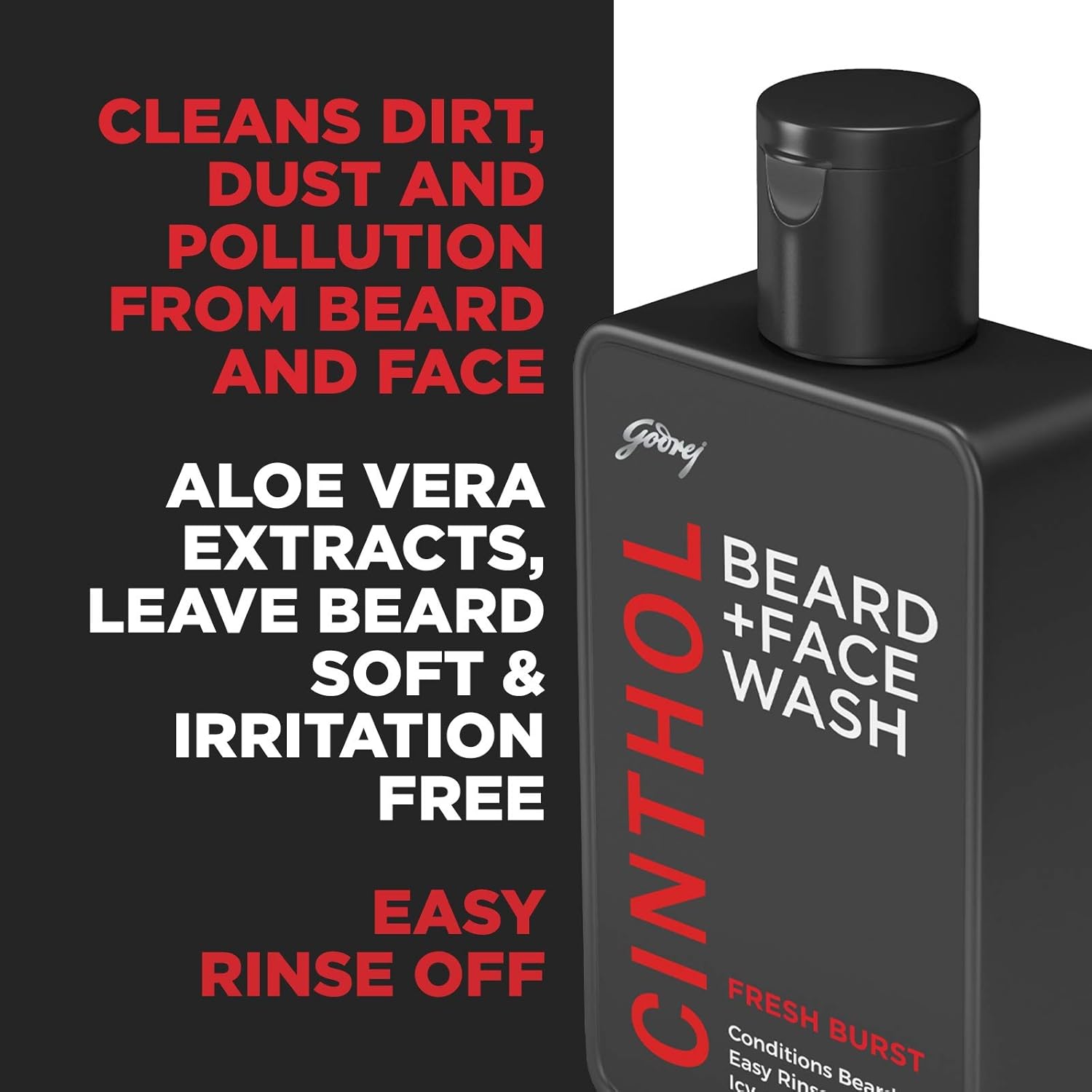 Cinthol 2-in-1 Beard Wash + Face Wash – FRESH BURST, 100ml - Sparkling Fusion