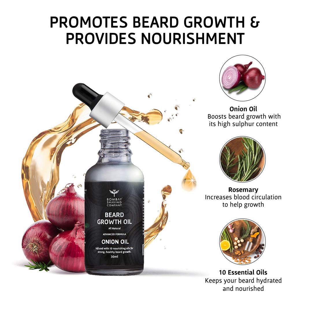 Bombay Shaving Company Beard Growth Onion Oil-10X Nourishing Oils For Stronger, Fluffier & Shinier Beard 30 ml | Made in India - Sparkling Fusion