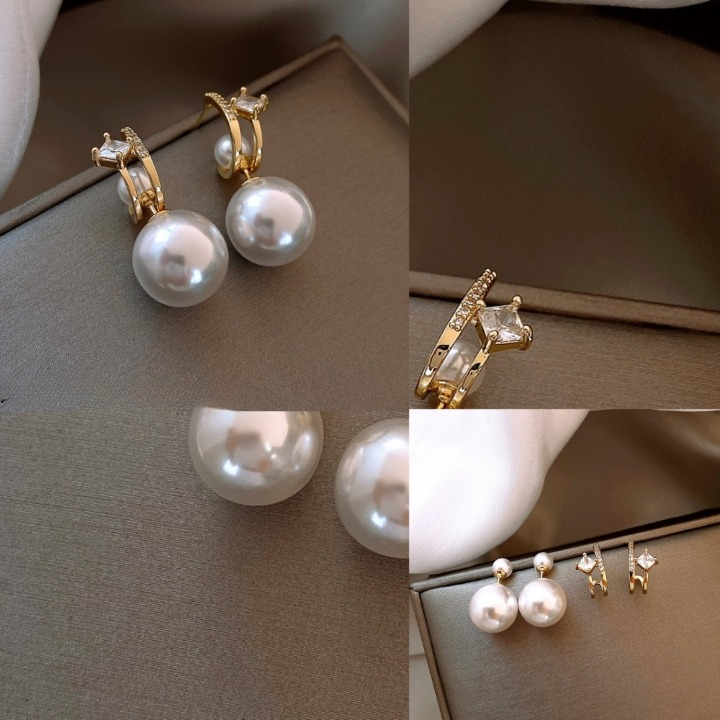 Korean Allure of Pearls Collection Earrings - Sparkling Fusion