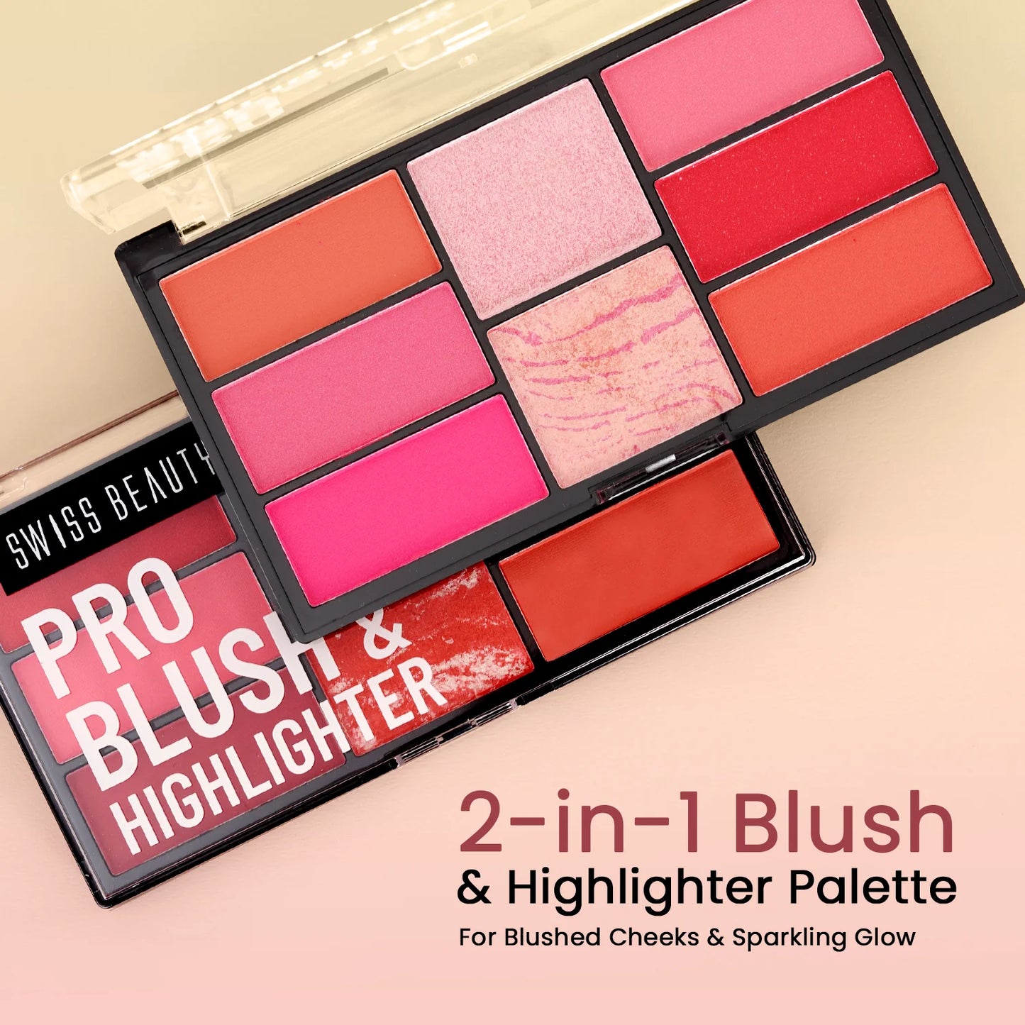 Swiss Beauty Pro Blusher & Highlighter Palette For Face Makeup | Shade-04, 18G