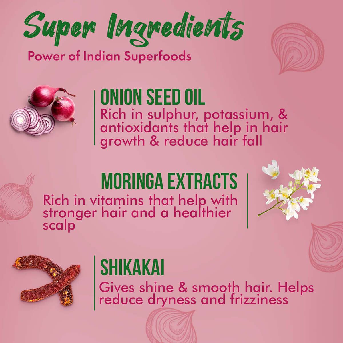 MyGlamm's SUPERFOODS Onion & Moringa Shampoo! - Sparkling Fusion