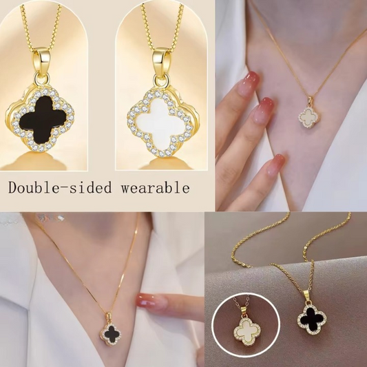 Korean Golden Mirage: Two-Faced Jewellery Delight Necklace - Sparkling Fusion