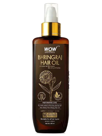 WOW Skin Science Bhringraj Hair Oil - for Hair Restoration - for All Hair Types - Non-Sticky & Non-Greasy Hair Oil - No Mineral Oil, Silicones, Synthetic Fragrance - 200mL - Sparkling Fusion