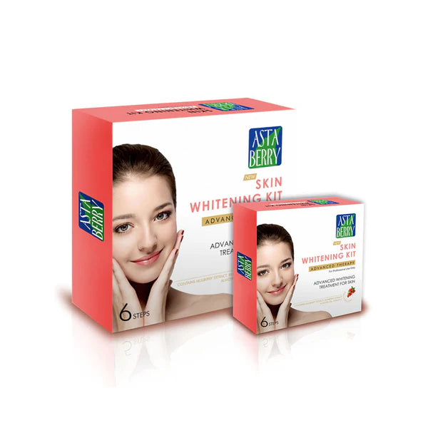 Astaberry Skin Whitening Facial Kit | 6 Steps 12 Pouch Set - Sparkling Fusion