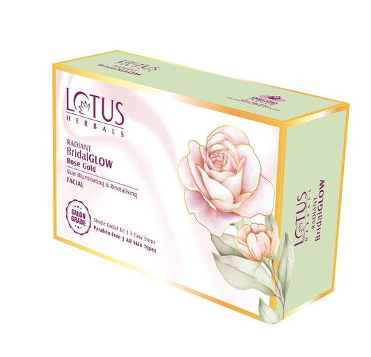 Lotus Herbals Radiant BridalGLOW Rose Gold Skin Illuminating Facial Kit - Sparkling Fusion